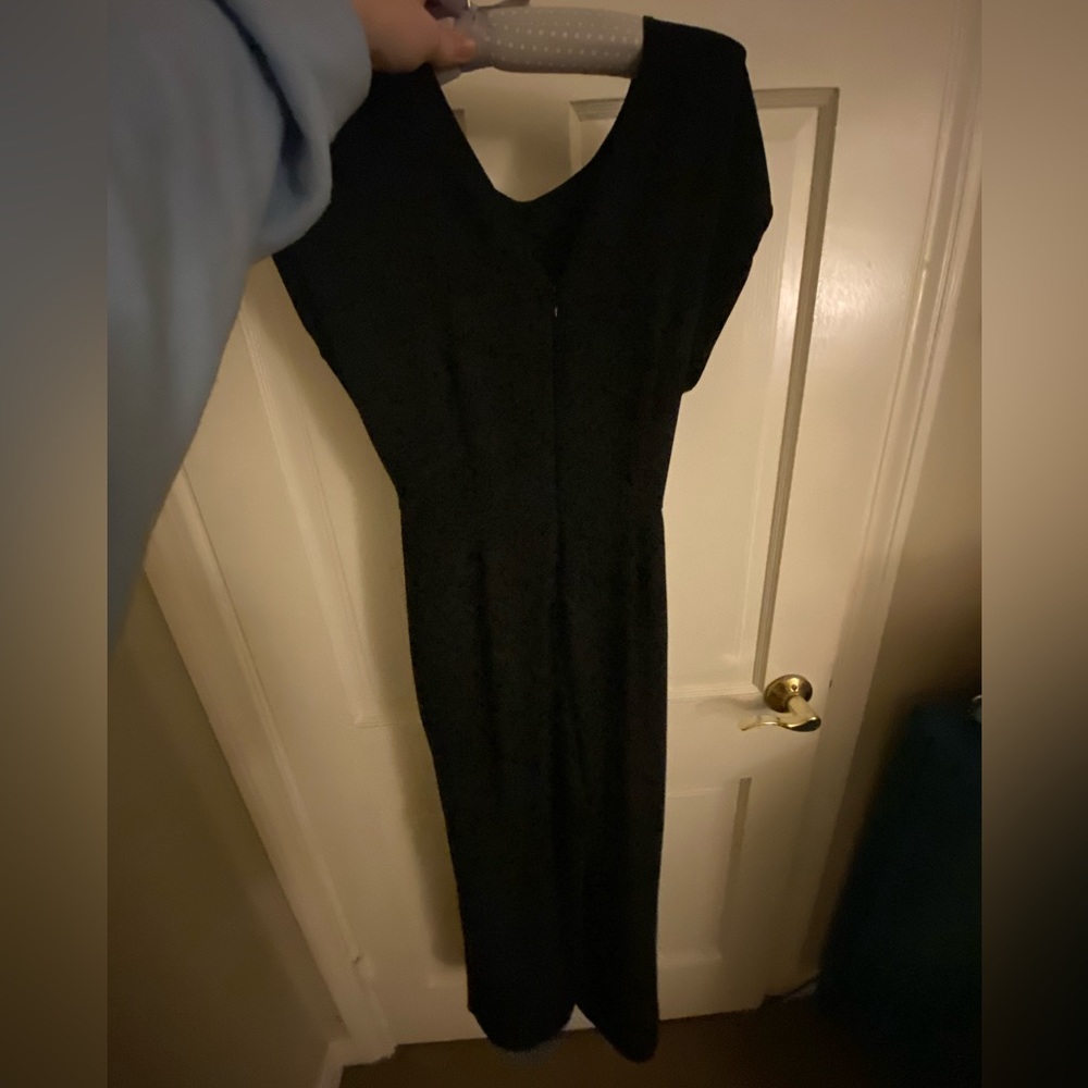 Loft petite size small full length black romper with bow around the waist